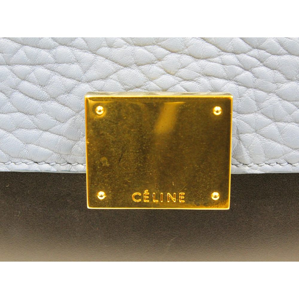 CELINE Trapeze Blue Black Beige Leather Suede 2way Shoulder Bag - Picture 9 of 9
